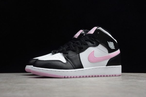 Jordan 1 Mid White Black Light Arctic Pink (GS)  555112-103 - Image 4