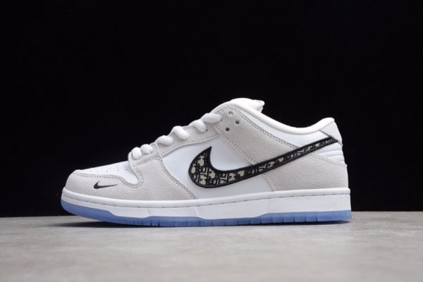 Dior x Nike SB Dunk Low Pro Wolf Grey White-Sail 2020(SP batch)BQ6817-002 - Image 2