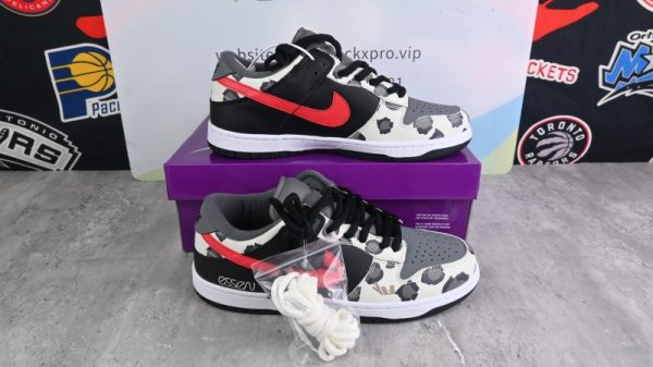 Nike SB Dunk Low Grey Black University Red CU1727-006 - Image 5