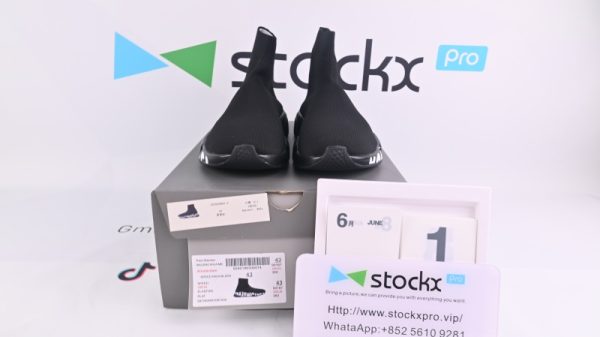 Ba***ci*ga Stretch Mesh High Top Sneaker All Black - Image 2