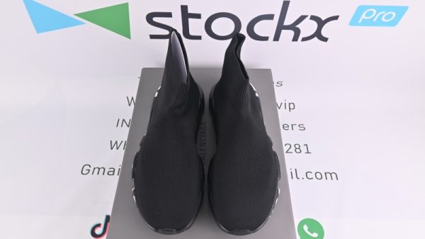 Ba***ci*ga Stretch Mesh High Top Sneaker All Black - Image 3