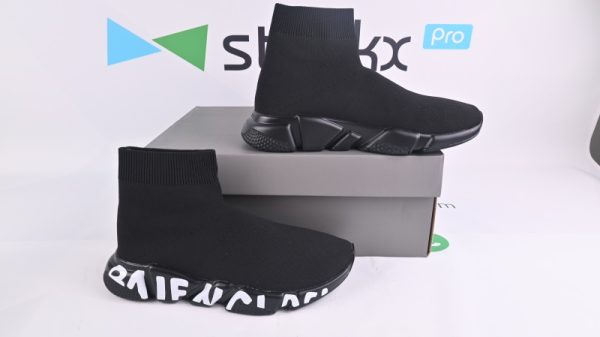 Ba***ci*ga Stretch Mesh High Top Sneaker All Black - Image 5