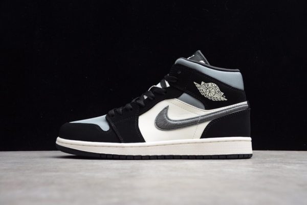 Air Jordan I 1 Mid Premium Winterized Black Grey 852542-001 - Image 2