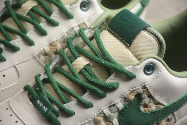 Nike Air Force 1 Low '07 Premium NAI-KE Bamboo Weave Sail Gorge Green FN0369-100 - Image 2