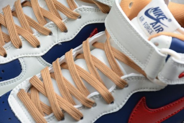 Nike Air Force 1 07 Mid Beige Dark Blue University Red 512745-068 - Image 3