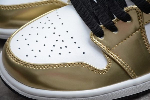 Jordan 1 Mid Metallic Gold Black White DC1419-700 - Image 5