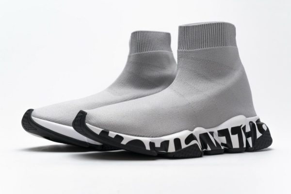 Ba***ci*ga Stretch Mesh High Top Sneaker Grey - Image 4