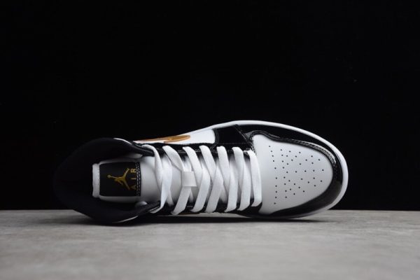 Jordan 1 Mid Patent Black White Gold 852542-007 - Image 4