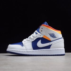 Jordan 1 Mid White Laser Orange Deep Royal Blue (GS) 554725-131