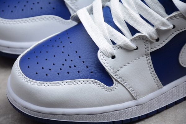 Jordan 1 Mid White Laser Orange Deep Royal Blue (GS) 554725-131 - Image 5