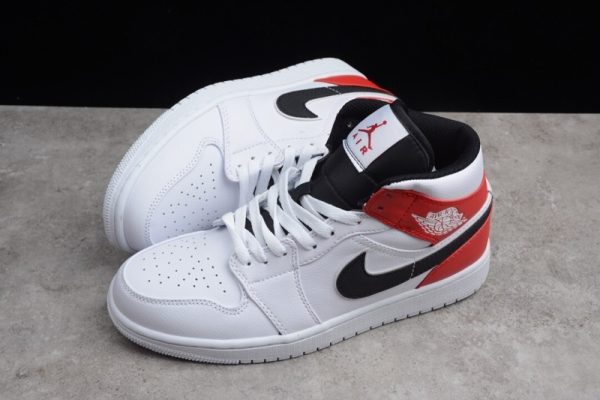 Jordan 1 Mid White Black Gym Red 554724-116 - Image 5