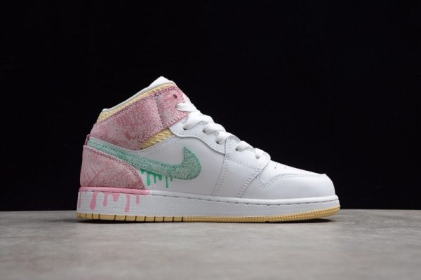 Jordan 1 Mid Paint Drip (GS) DD1666-100 - Image 4