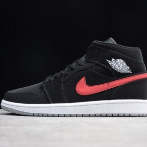 Jordan 1 Mid Multi-Color Swoosh Black (GS) 554725-065