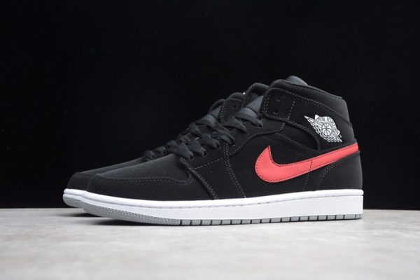 Jordan 1 Mid Multi-Color Swoosh Black (GS) 554725-065 - Image 5