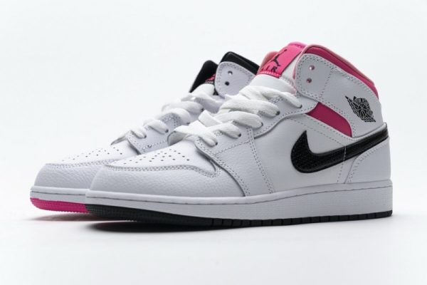 Jordan 1 Mid White Black Hyper Pink (GS) 555112-106 - Image 3