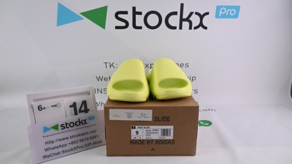 (Free Shipping)adidas Yeezy Slide Glow Green GX6138 - Image 2