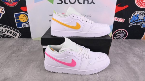 Jordan 1 Low White Multi-Color Swoosh CW7033-100 - Image 5