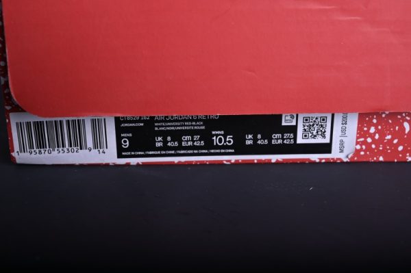 Jordan 6 Retro Red Oreo(SP Batch) CT8529-162 - Image 2