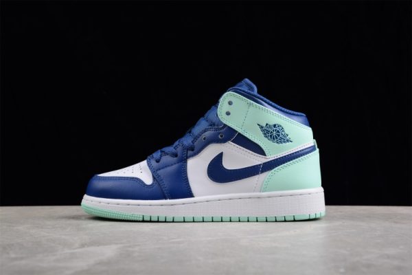 Jordan 1 Mid Mystic Navy Mint Foam (GS) 554725-413 - Image 2