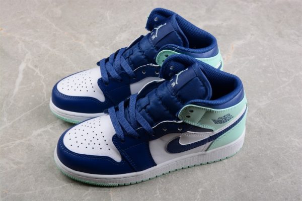 Jordan 1 Mid Mystic Navy Mint Foam (GS) 554725-413 - Image 5