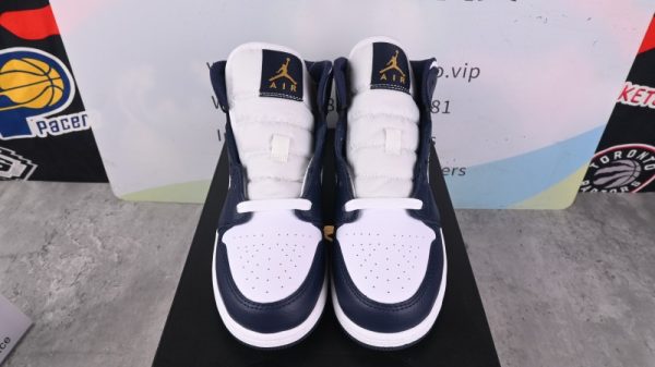 Jordan 1 Mid White Metallic Gold Obsidian (GS) 554725-174 - Image 3