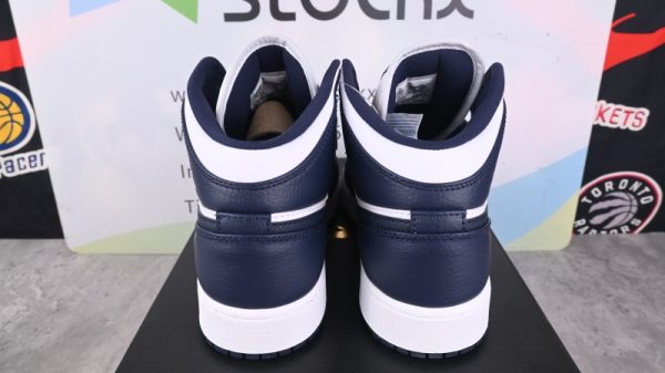 Jordan 1 Mid White Metallic Gold Obsidian (GS) 554725-174 - Image 4