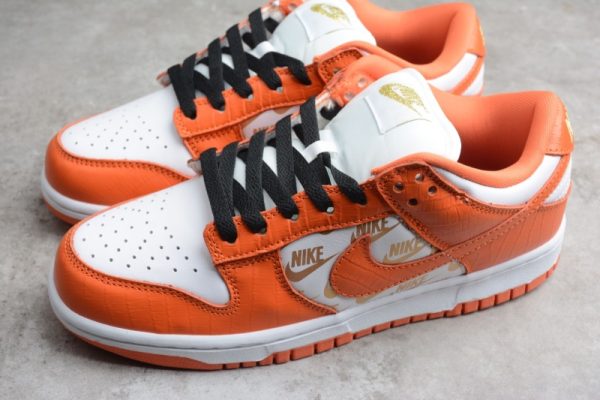 Supreme x Nike SB Dunk Low Orange White Metallic Gold DH3228-181 - Image 4