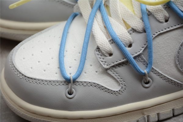 Off-White x Nike SB Dunk Low The 50 NO.10 White Grey Blue Yellow (SP Batch) DM1602-112 - Image 5