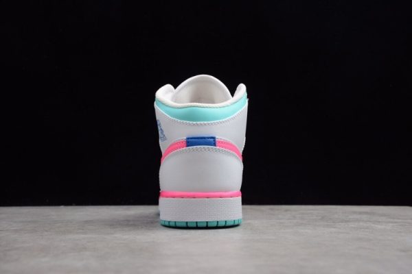 Jordan 1 Mid White Pink Green Soar (GS) 555112-102 - Image 3