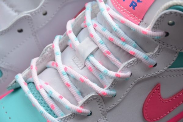 Jordan 1 Mid White Pink Green Soar (GS) 555112-102 - Image 4