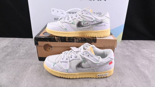 ReactRun Off White Nike Dunk Low 01 Of 50 OW White Metallic Silver (SP Batch) DM1602-127