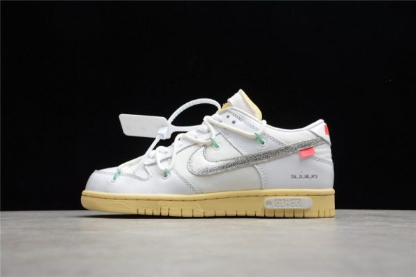 ReactRun Off White Nike Dunk Low 01 Of 50 OW White Metallic Silver (SP Batch) DM1602-127 - Image 2