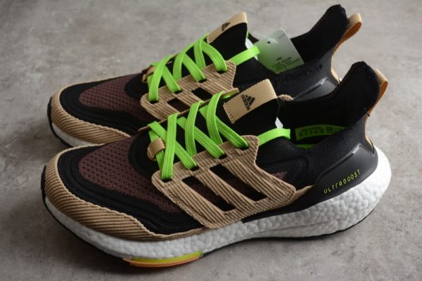 adidas Ultra Boost 21 Black Beige Tone Green GX5254 - Image 4