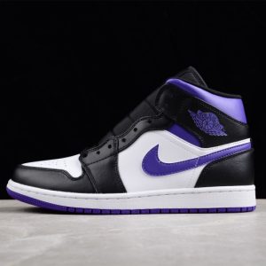 Jordan 1 Mid White Black Purple 554724-095