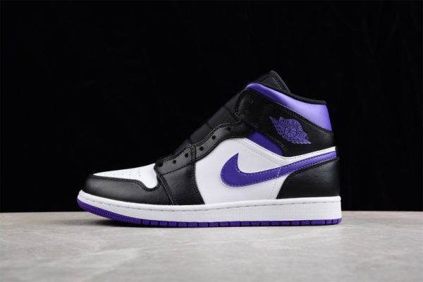 Jordan 1 Mid White Black Purple 554724-095