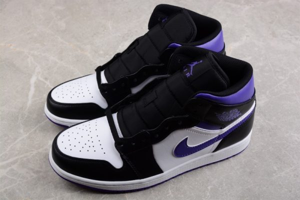 Jordan 1 Mid White Black Purple 554724-095 - Image 4