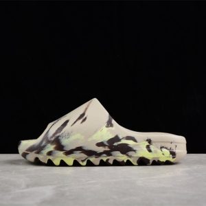 (Free Shipping)adidas Yeezy Slide Enflame Oil Painting Ink Yellow FZ5899