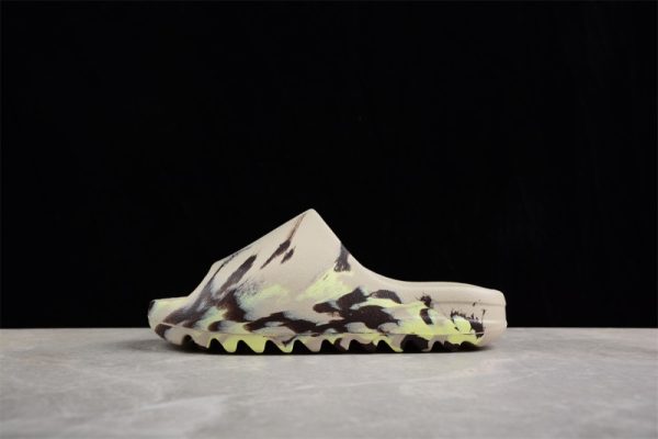 (Free Shipping)adidas Yeezy Slide Enflame Oil Painting Ink Yellow FZ5899
