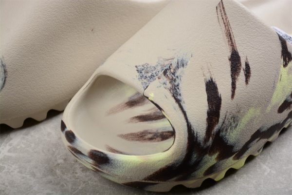 (Free Shipping)adidas Yeezy Slide Enflame Oil Painting Ink Yellow FZ5899 - Image 3