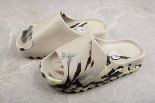 (Free Shipping)adidas Yeezy Slide Enflame Oil Painting Ink Yellow FZ5899 - Image 4