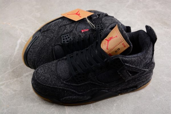 Jordan 4 Retro Levi's Black (GS) (Levi's Tag) AQ9103-001 - Image 4