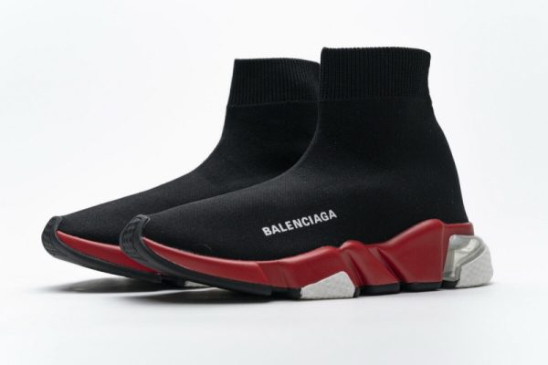 Ba***ci*ga Speed Clear Sole Sneaker Black Red - Image 4