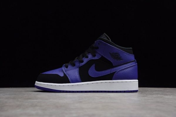 Jordan 1 Mid Black Dark Concord (GS) 554725-051