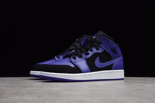 Jordan 1 Mid Black Dark Concord (GS) 554725-051 - Image 3
