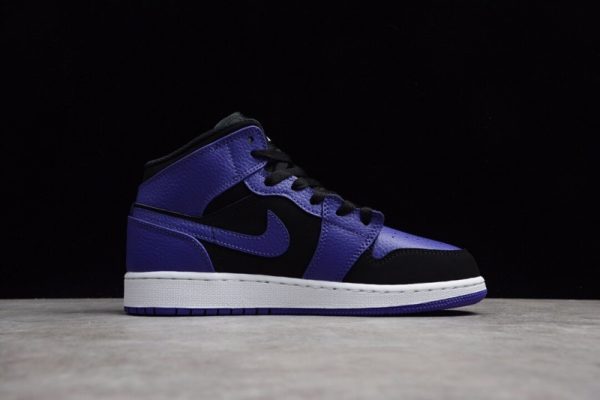 Jordan 1 Mid Black Dark Concord (GS) 554725-051 - Image 5