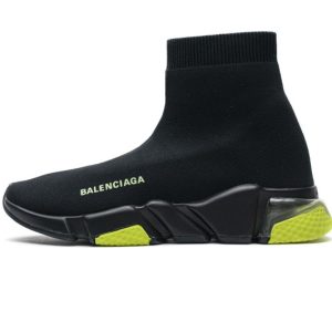 Ba***ci*ga Speed Clear Sole Sneaker Black Yellow Fluo