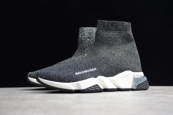 Ba***ci*ga Speed Clear Sole Sneaker Black Silver - Image 5