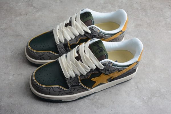 A Bathing Ape Bape SK8 Sta Grey Mustard Yellow (SP batch)001FWH801007_GRN_A - Image 4